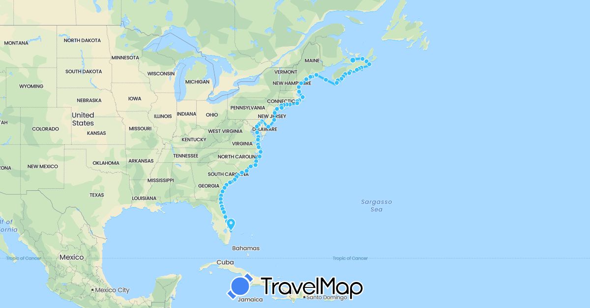 TravelMap itinerary: boat